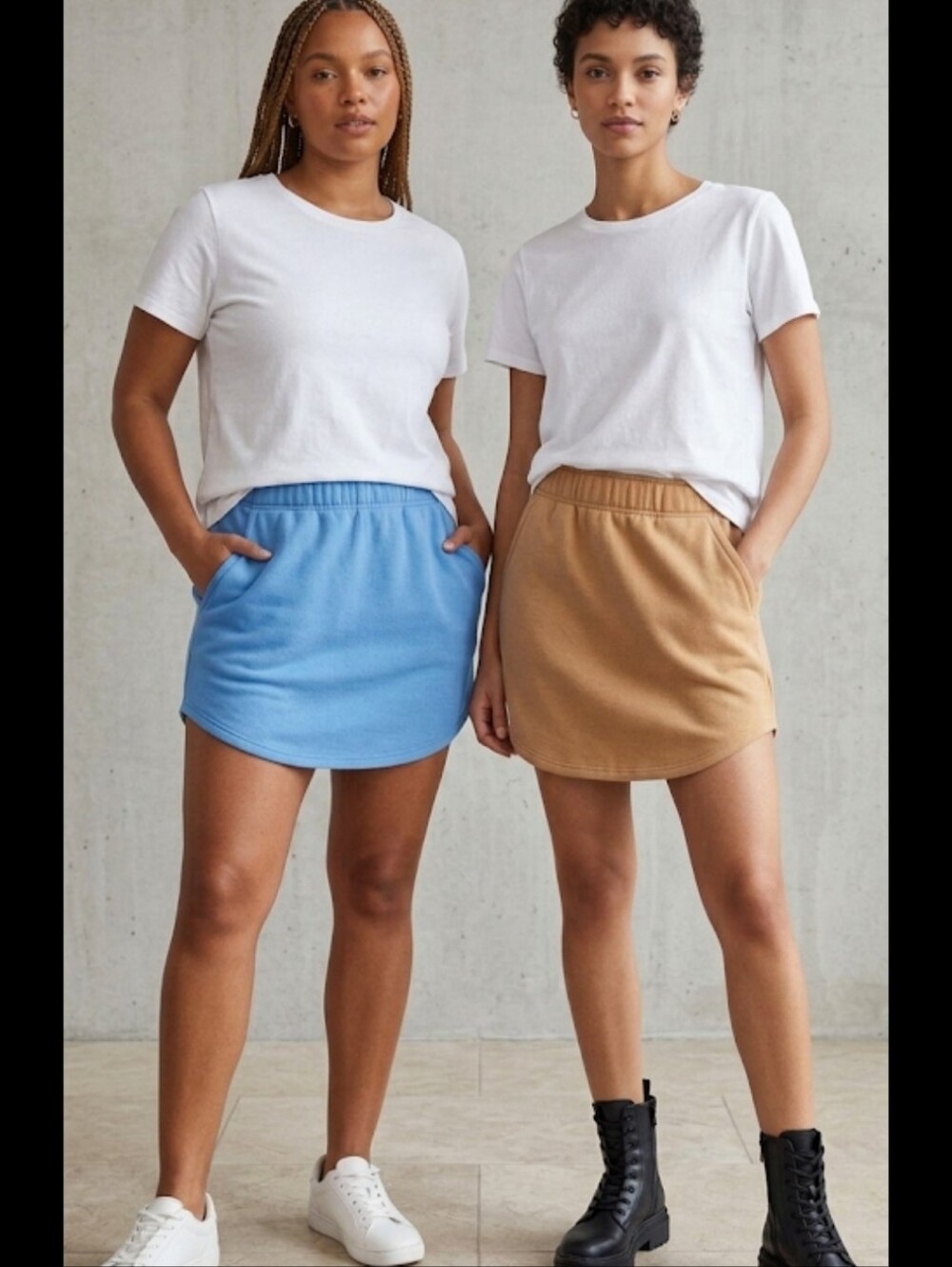 Lot 2 New "Sweatshirt" Skirts Sz M Carmel & Blue Wild Fable Athleisure